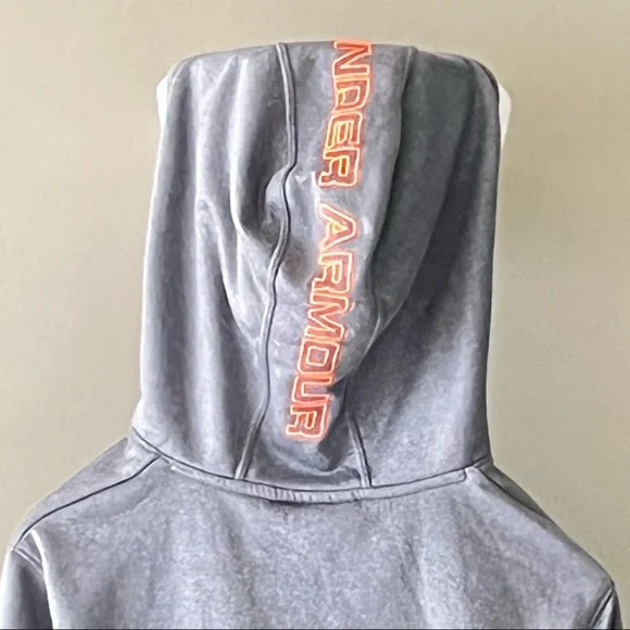 Under Armour Gray Orange Black Hoodie Sweatshirt Sz Medium - Picture 6 of 6